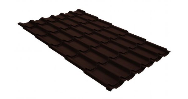 Металлочерепица классик GL 0,5 GreenCoat Pural Matt RR 887 шоколадно-коричневый (RAL 8017 шоколад) купить в Сызрани