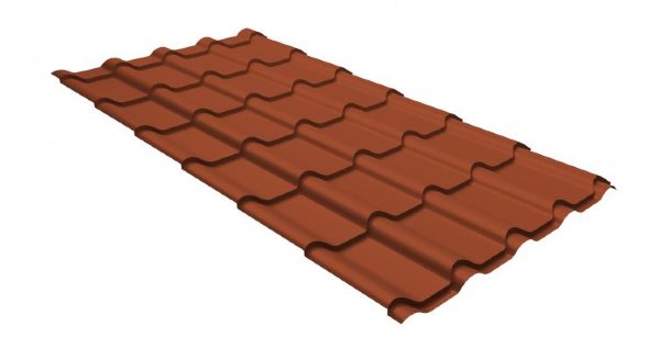 Металлочерепица камея GL 0,5 GreenCoat Pural RR 750 кирпично-красный (RAL 8004 терракота) купить в Сызрани