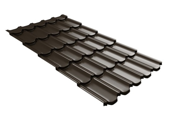 Металлочерепица квинта плюс с 3D резом 0,5 GreenСoat Pural Matt RR 32 темно-коричневый (RAL 8019 серо-коричневый) купить в Сызрани