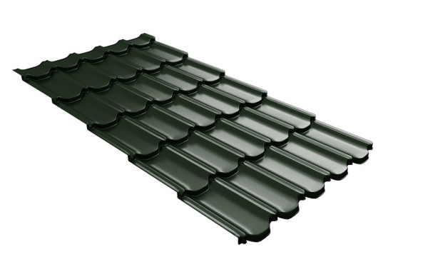 Металлочерепица квинта плюс с 3D резом 0,5 GreenСoat Pural RR 11 темно-зеленый (RAL 6020 хромовая зелень) купить в Сызрани