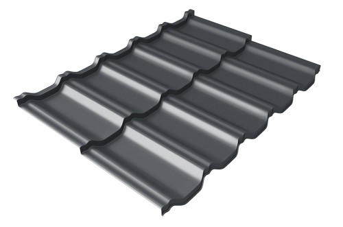 Металлочерепица модульная Квинта Uno Grand Line c 3D резом 0,45 Drap RAL 7024 мокрый асфальт купить в Сызрани
