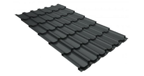 Металлочерепица квинта плюс 0,5 GreenCoat Pural RR 23 темно-серый (RAL 7024 мокрый асфальт) купить в Сызрани